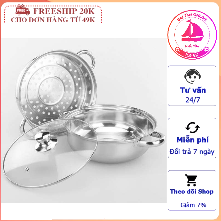 Bộ nồi hấp - nồi hấp 2 tầng size 28cm đa năng