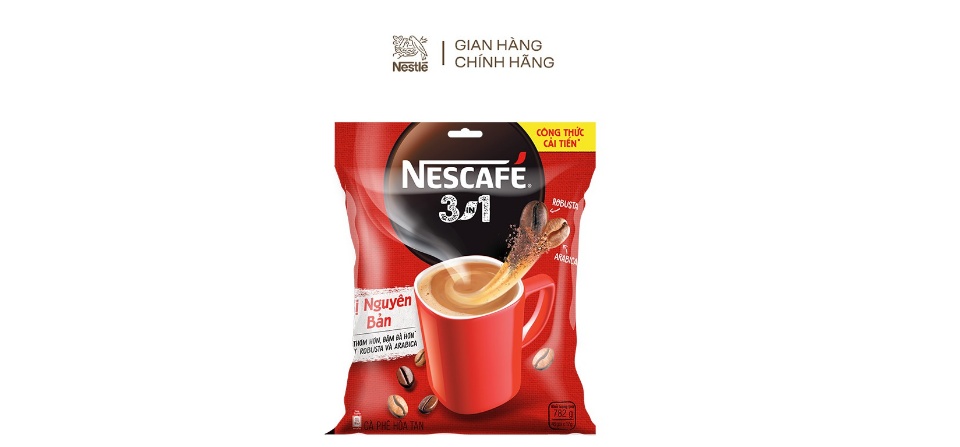 Combo 3 bịch cà phê hòa tan Nescafé 3in1 vị nguyên bản - công thức cải tiến