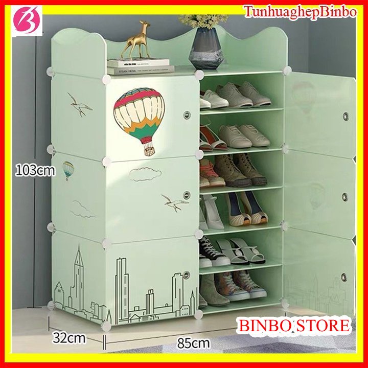 Tủ giày- tủ để giày dép - tủ nhựa ghép để giày - tủ nhựa ghép 6 ô 12 ngăn để được 24 đôi giày-Tủ nhựa để giày giá rẻ