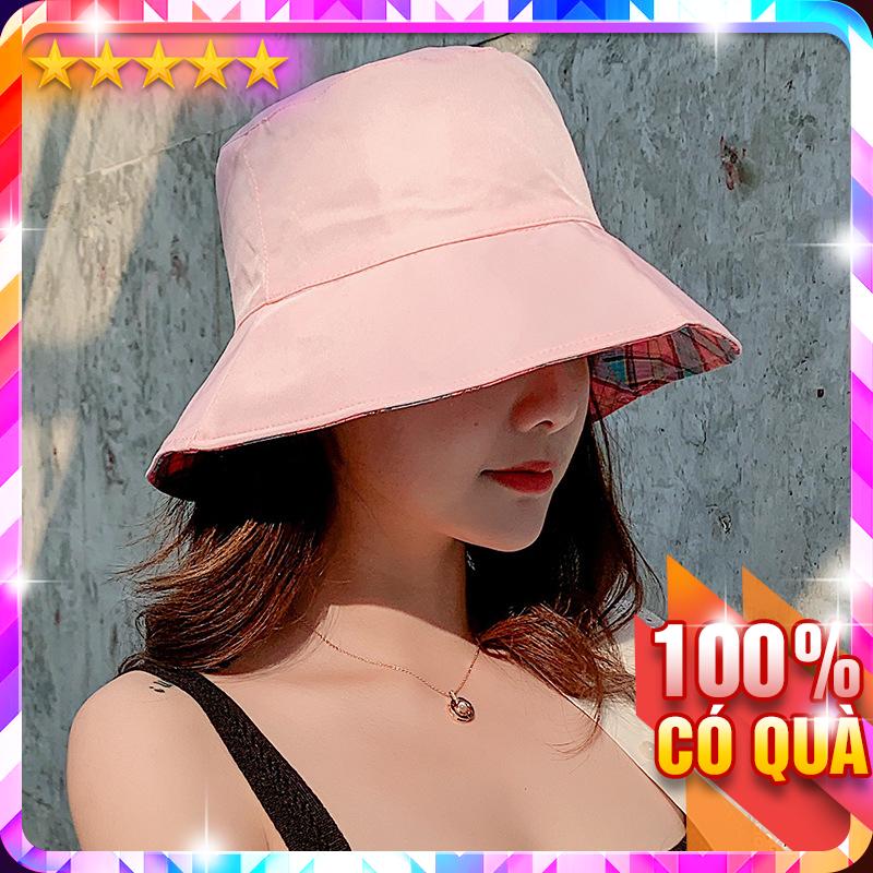 Nón Vải 2 Mặt Trơn Caro Rộng Vành Chống Nắng M642 - LoanTay