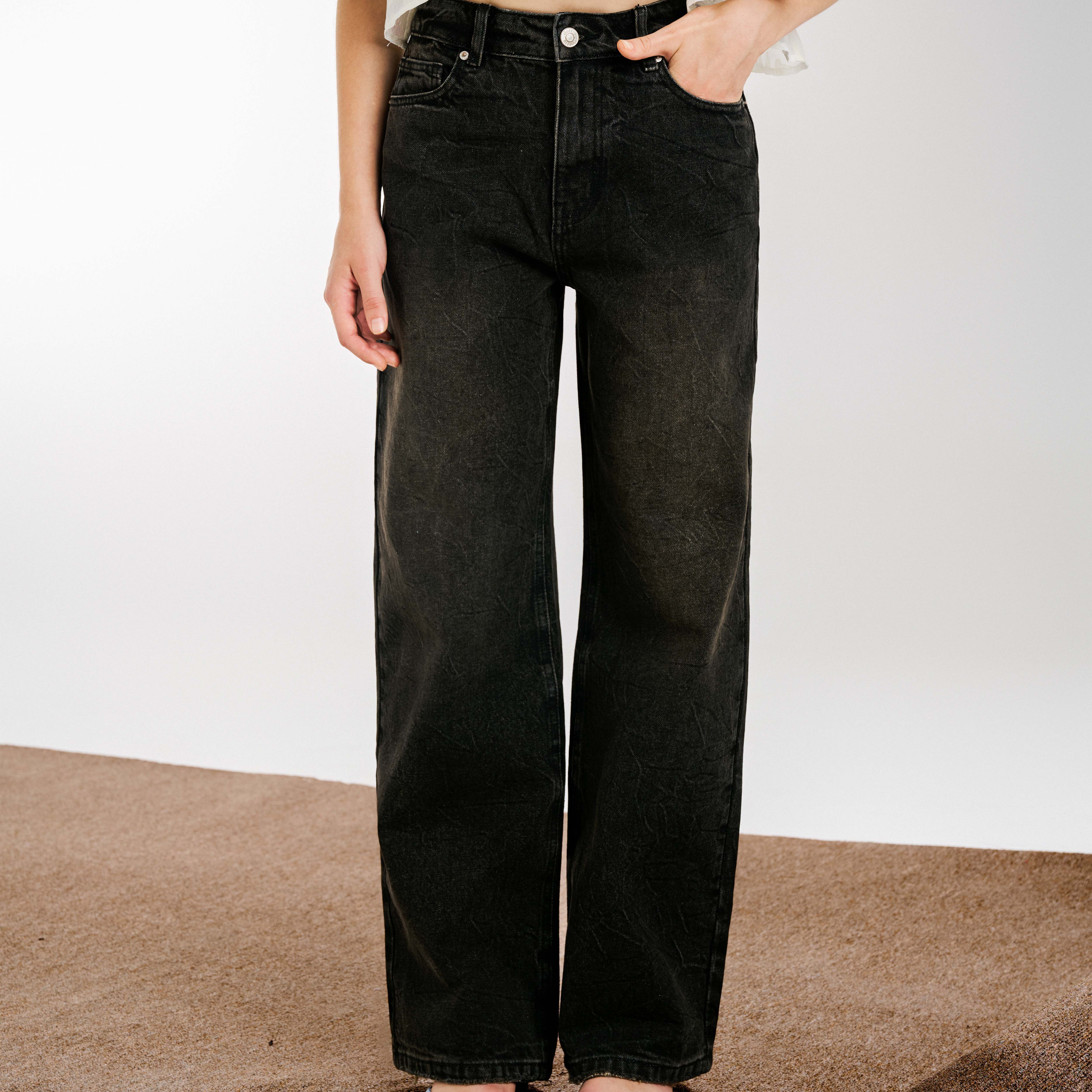 DOTTIE - Quần Jean wash kiểu - Đen wash vàng - Q0370