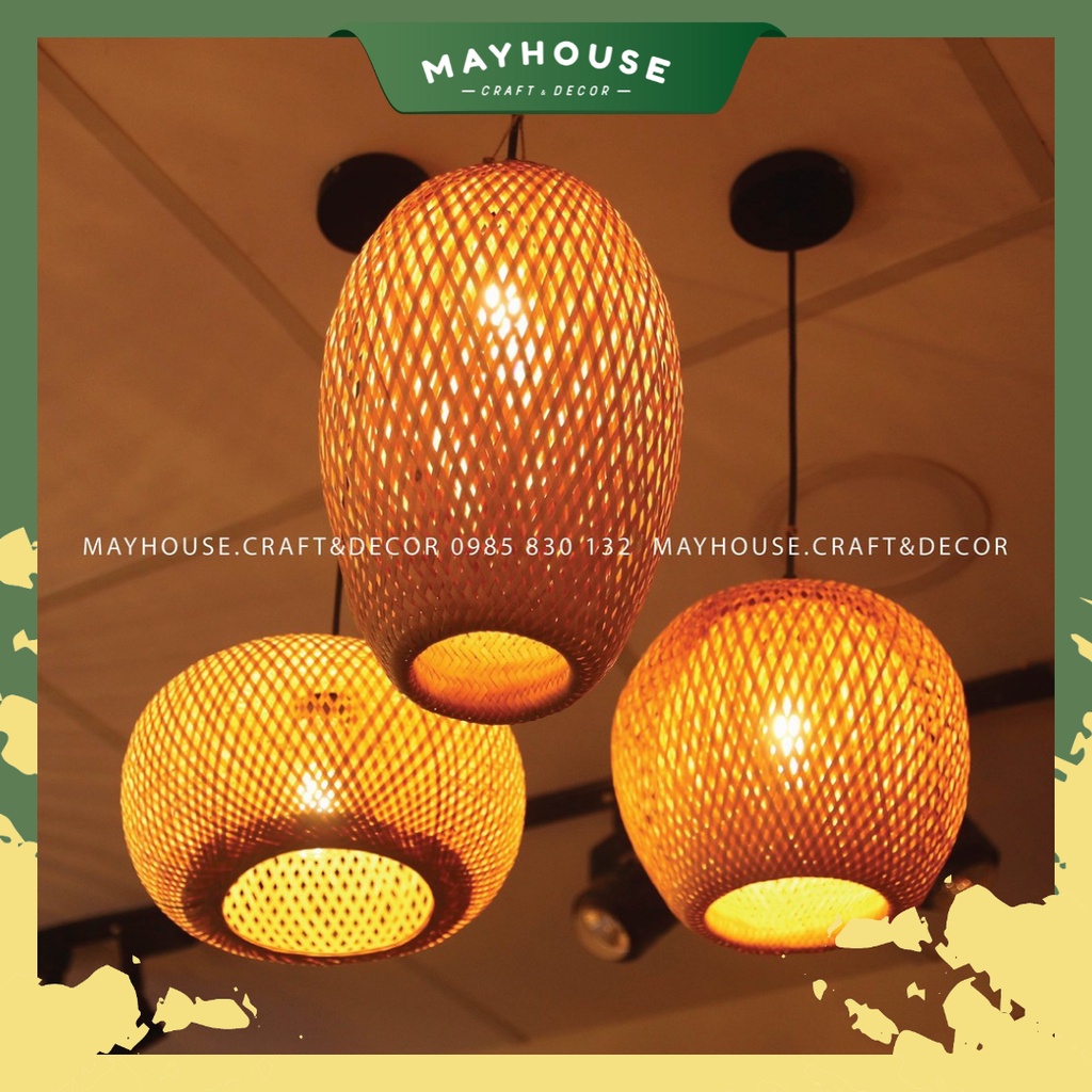 Đèn mây tre trang trí thả trần, xưởng mayhouse, sỉ giá tốt