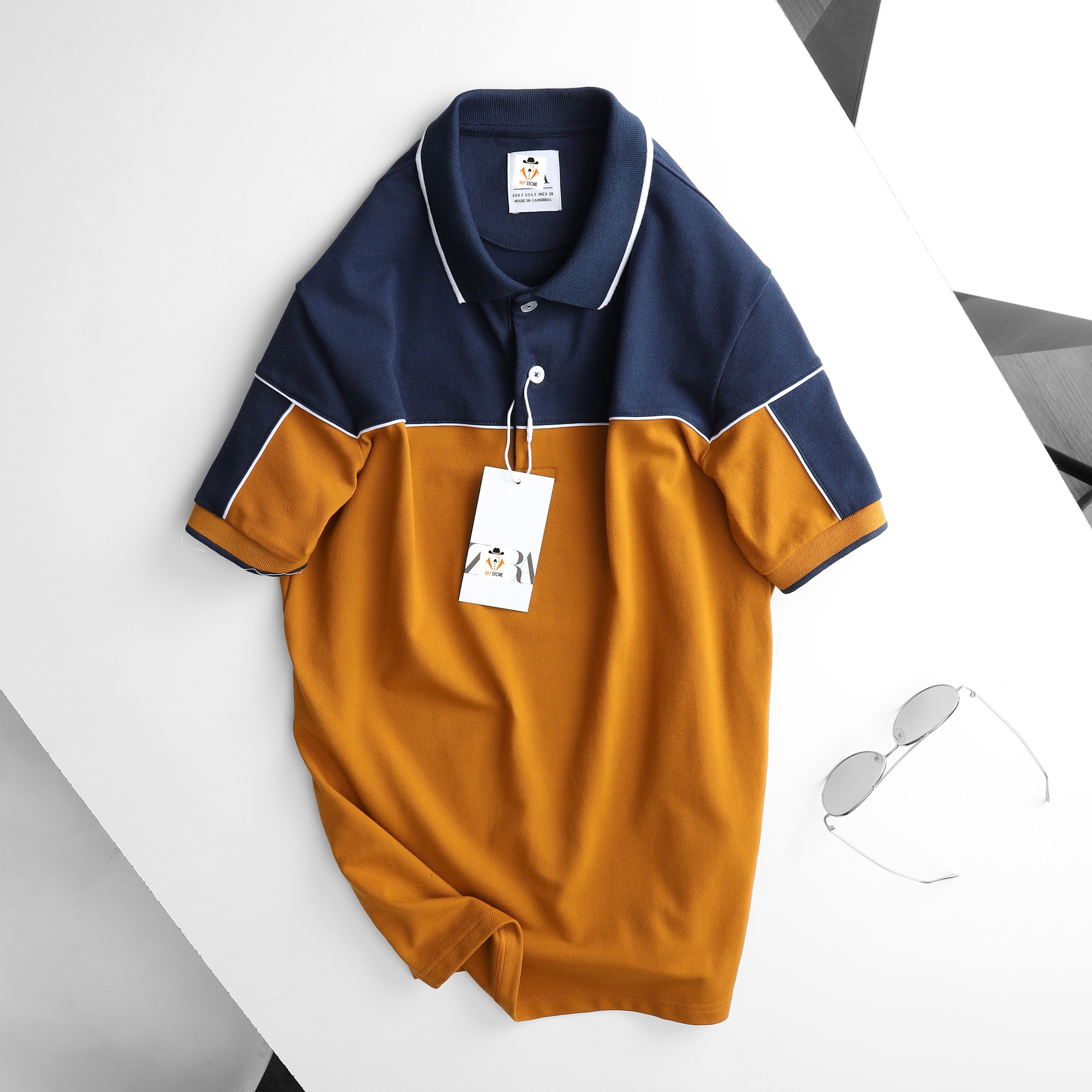 Áo thun polo nam có cổ Zara