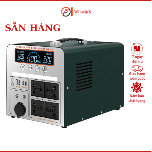 Trạm sạc tích điện di động 1200W, Trạm tích điện sạc dự phòng dung lương cao, Máy phát điện di động cho tivi, tủ lạnh