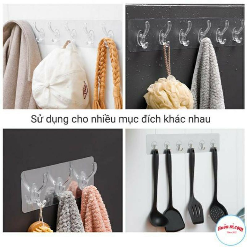 COMBO 2 MÓC 6 NHÁNH TREO ĐỒ TRONG SUỐT DÁN TƯỜNG CHỊU LỰC SIÊU DÍNH - BÁM CHẮC TRÊN MỌI CHẤT LIỆU