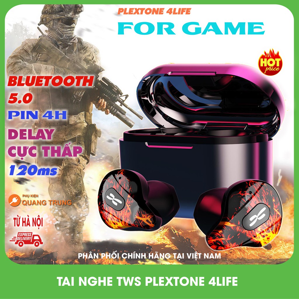 Tai nghe bluetooth TWS plextone 4life độ trễ 65ms, chuyên dành cho game thủ
