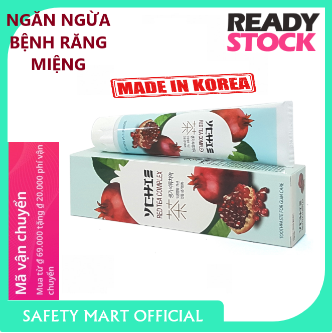 Kem đánh răng Hàn Quốc YCHIE Thảo mộc hồng trà hạt lựu ngăn ngừa các bệnh răng miệng