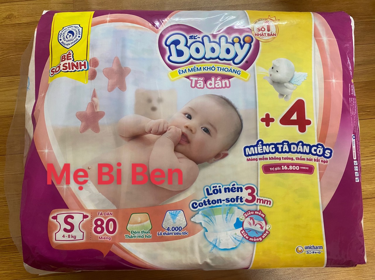 Tã dán bobby sơ sinh s80 miếng cho bé 4-8kg