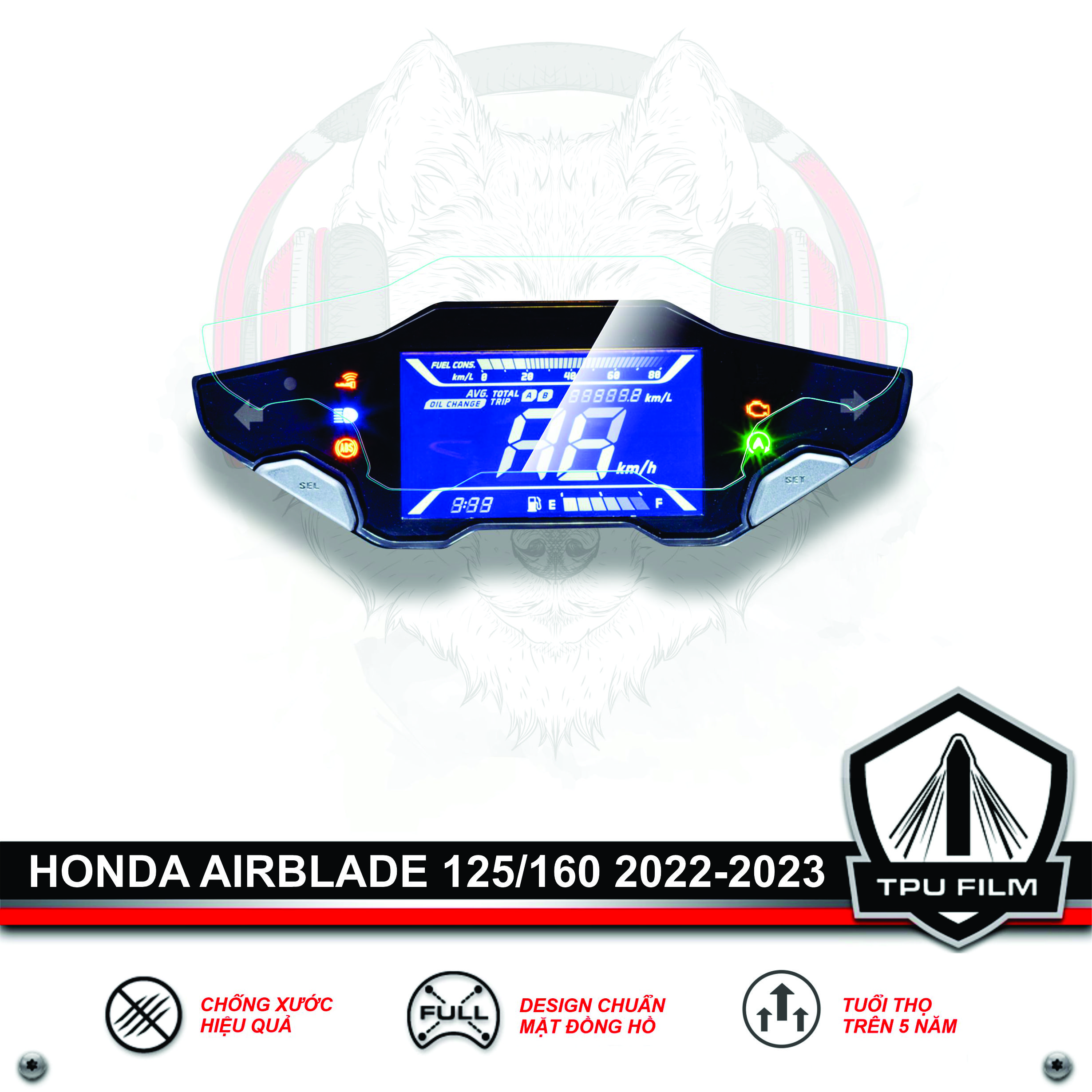 Miếng dán ppf tpu bảo vệ mặt đồng hồ xe air blade 125 air blade 160 - ab2022 ab2023 airblade 2022 airblade 2023
