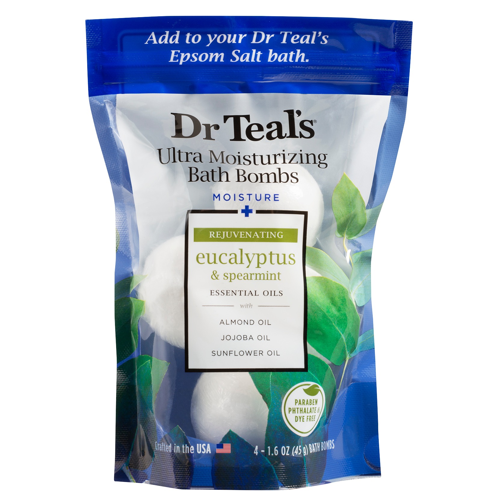 Bom tắm Dr Teals Eucalyptus & Spearmint Ultra Moisture Bombs 5viên bill Mỹ