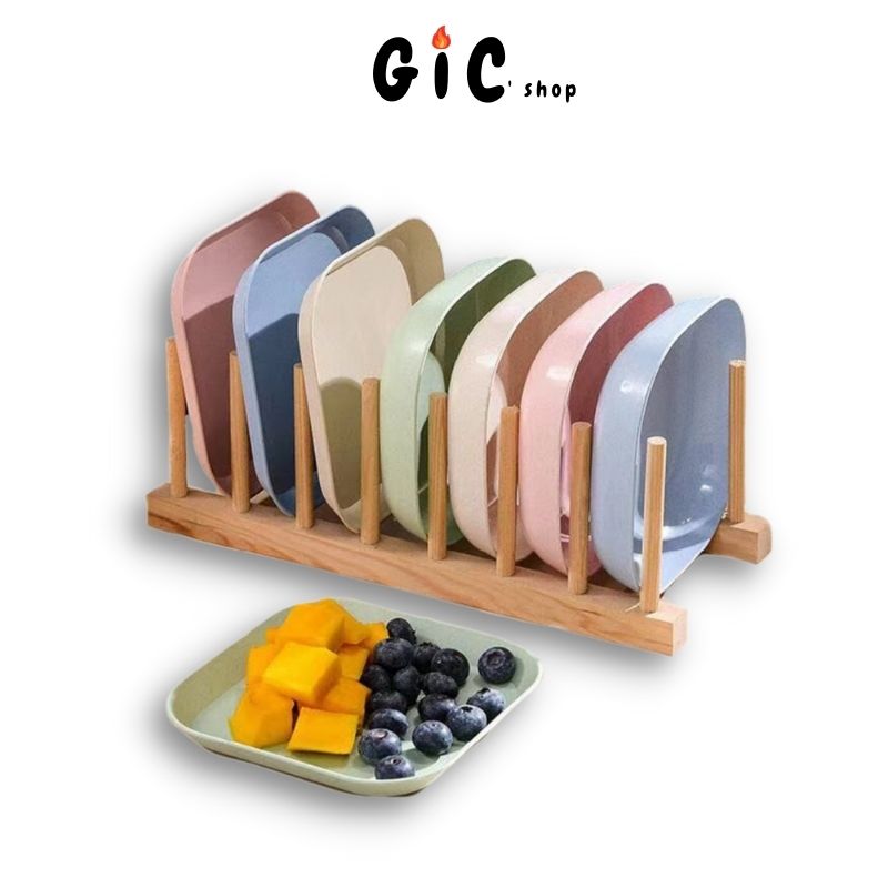 Set 8 Đĩa Lúa Mạch Đựng Hoa Quả Bánh Kẹo Mứt Tết - Đĩa Nhựa Hình Vuông Màu Pastel Cao Cấp GiCshop