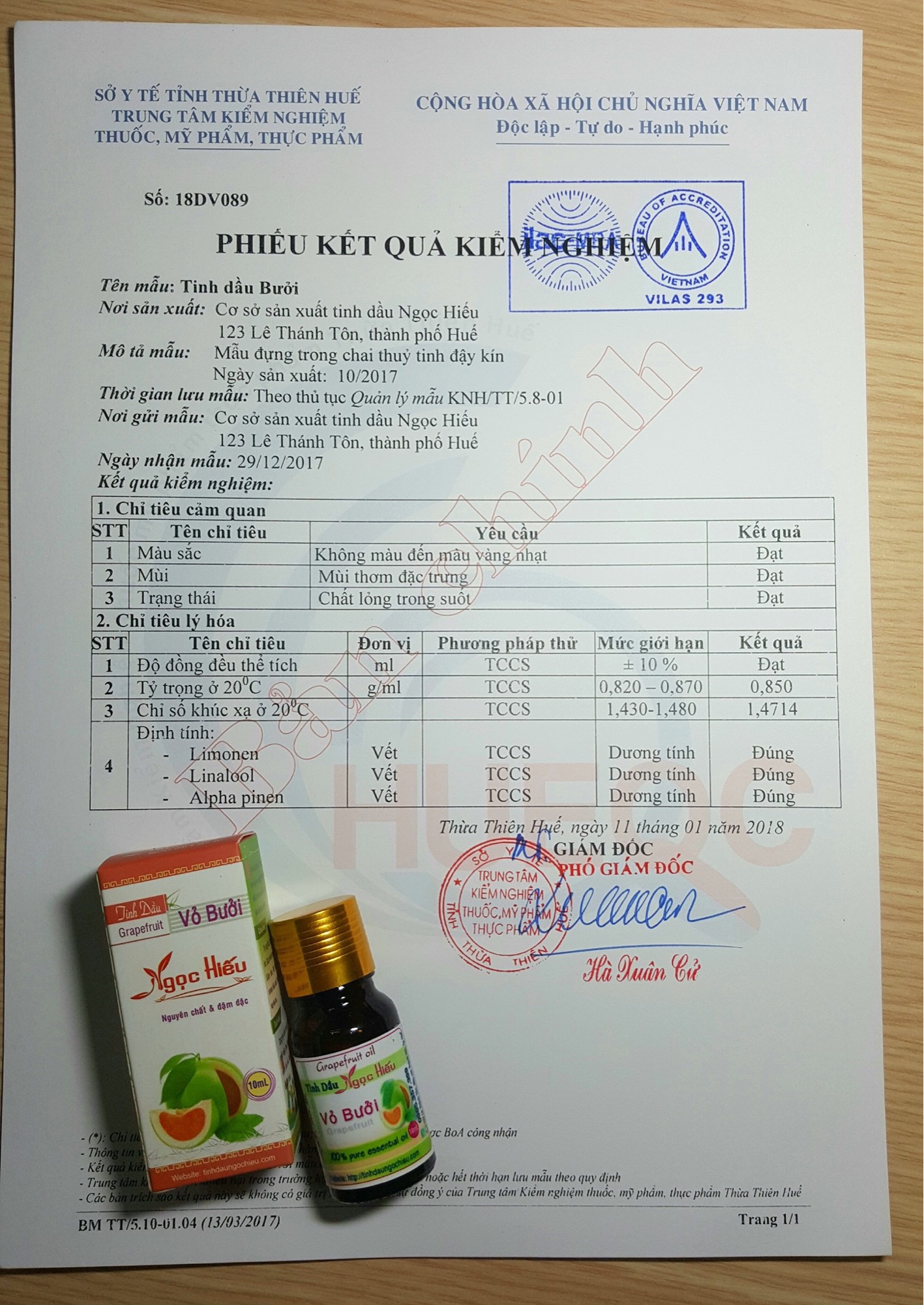 Tinh dầu vỏ bưởi Ngọc Hiếu 10ml