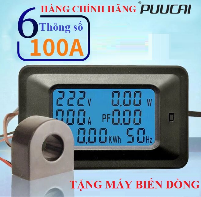 Máy đo điện áp cường độ dòng điện công suất công tơ điện tử PUUCAI ampe kế vôn kế 100A 6 trong 1