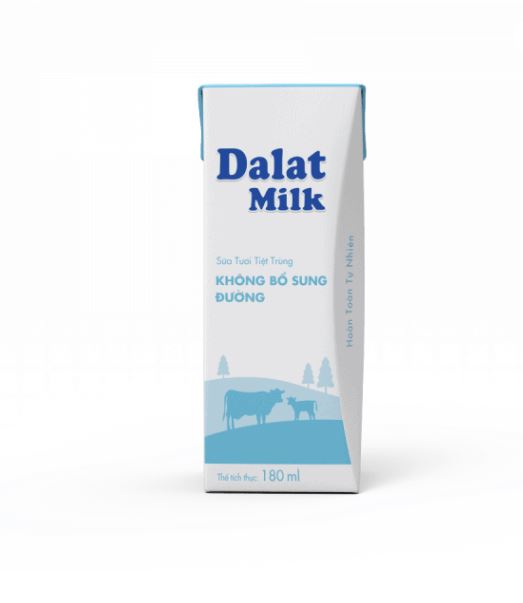 Sữa Tươi Tiệt Trùng Dalatmilk- Không Đường 180ml Thùng 48 Hộp
