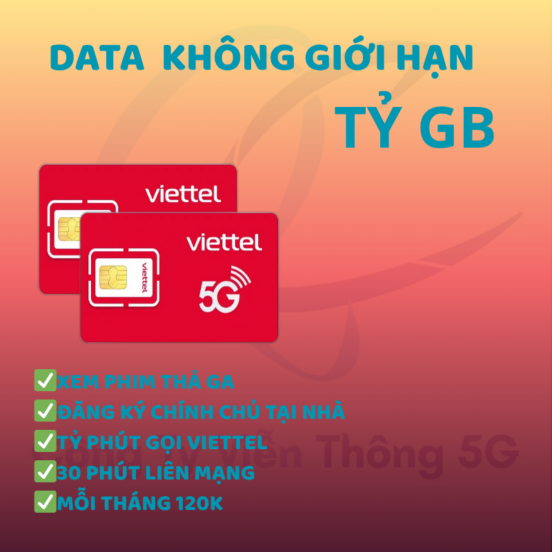 FREESHIP - CHƯA KÍCH HOẠT.Sim 5G viettel DATA TỶ GB gọi nội mạng không giới hạn 30 phút liên mạng 0d