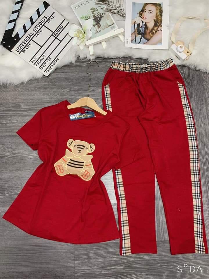 Set bộ thời trang dài thiêu hình gấu dễ thương
