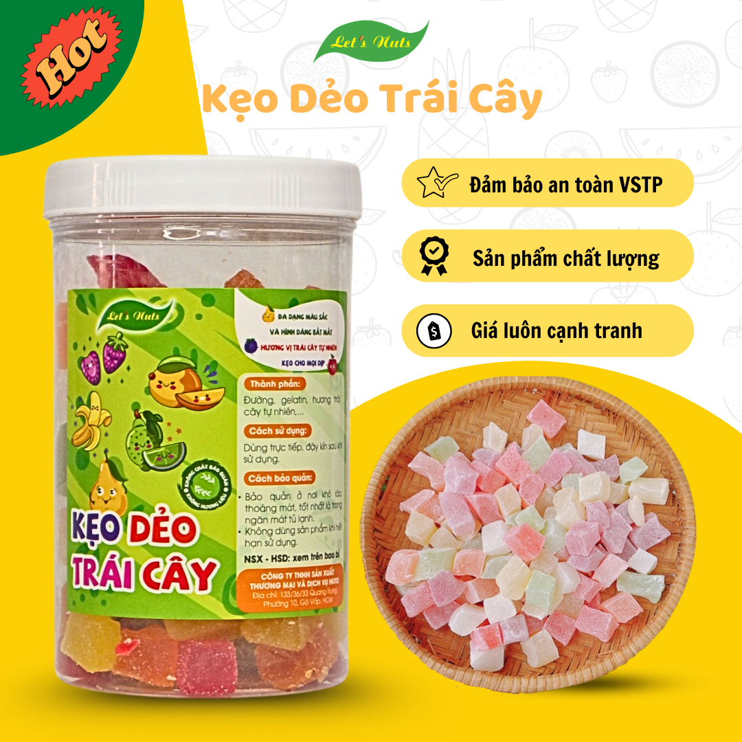 Kẹo dẻo sữa trái cây đặc sản Đà Lạt Let's Nuts hộp 300g