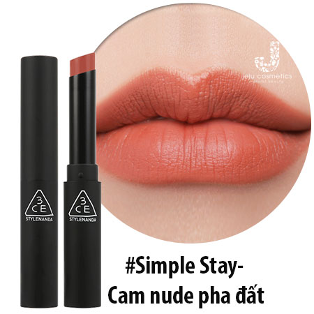 Son thỏi lì mịn 3ce slim velvet lip color # simple stay: cam nude đất