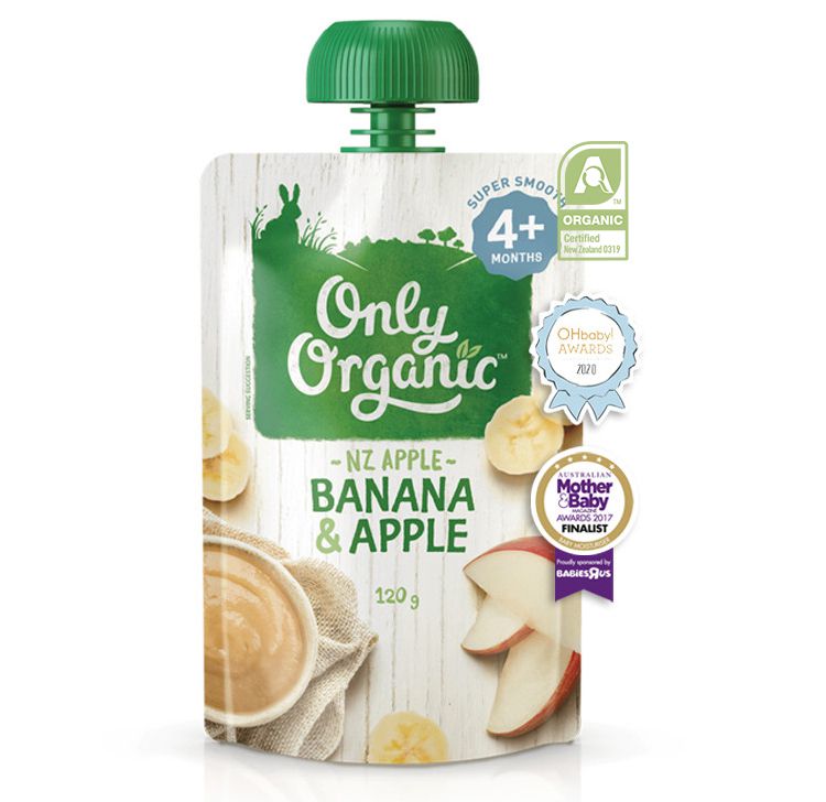 Dinh dưỡng trái cây nghiền hữu cơ chuối & táo cho bé từ 4 tháng " only organic" - only organic banana & apple