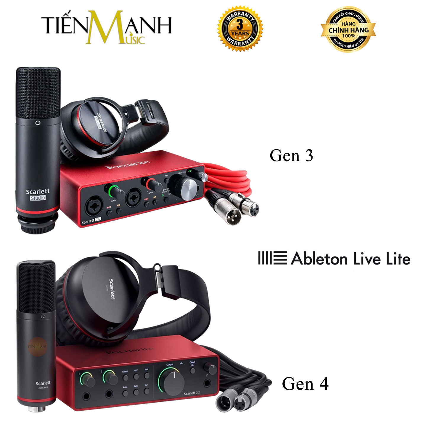 [Chính Hãng] Full Bộ Focusrite 2i2 Studio Gen 3, Gen 4 - Sound Card Scarlett Bộ Thu Âm Focus USB Sou