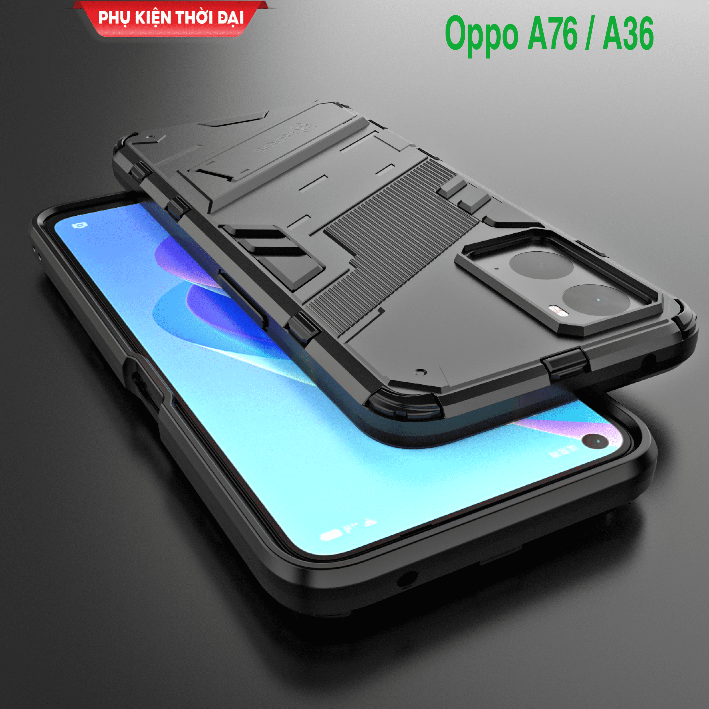 Ốp lưng Oppo A76 / A36 dùng chung Iron Man Ver 2 chống sốc giá đỡ xem phim siêu bền