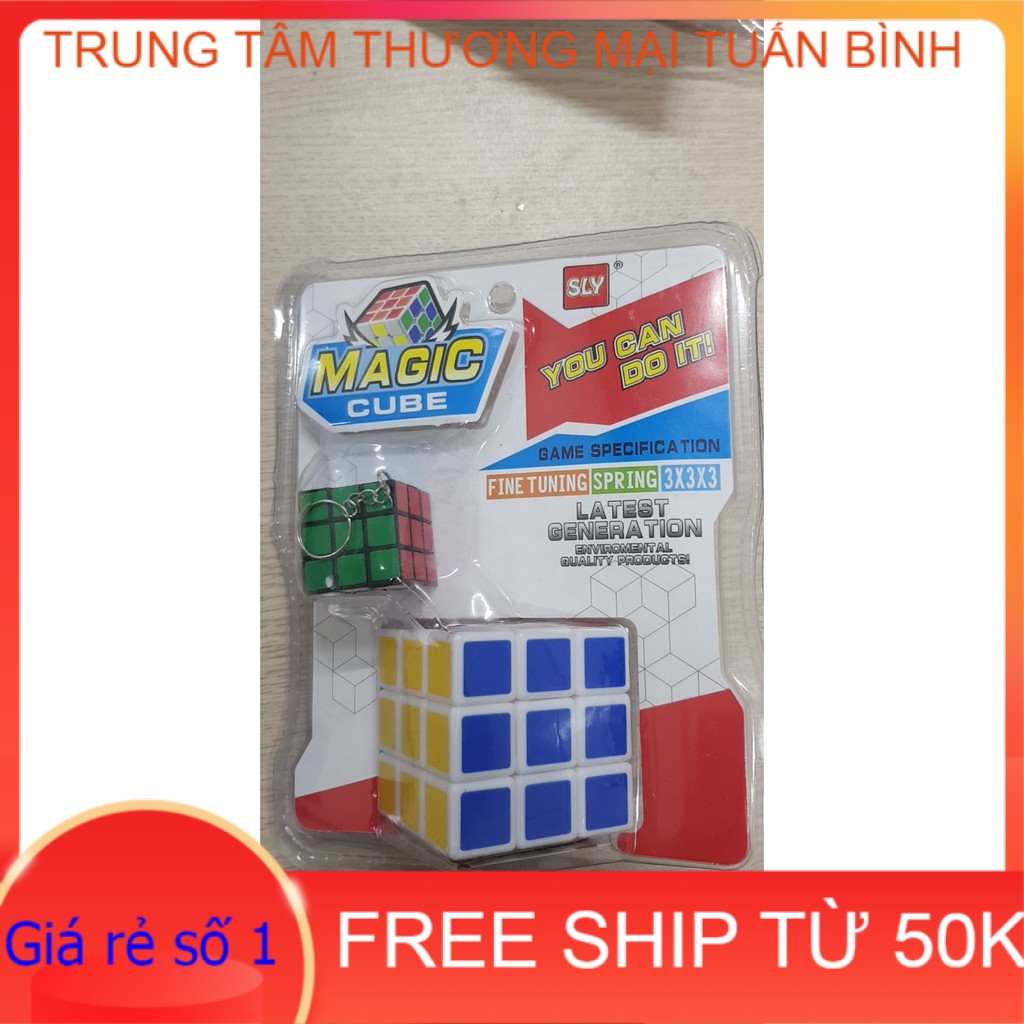 Bộ Rubic 3x3 tặng kèm móc khóa rubic chơi dược loại đẹp