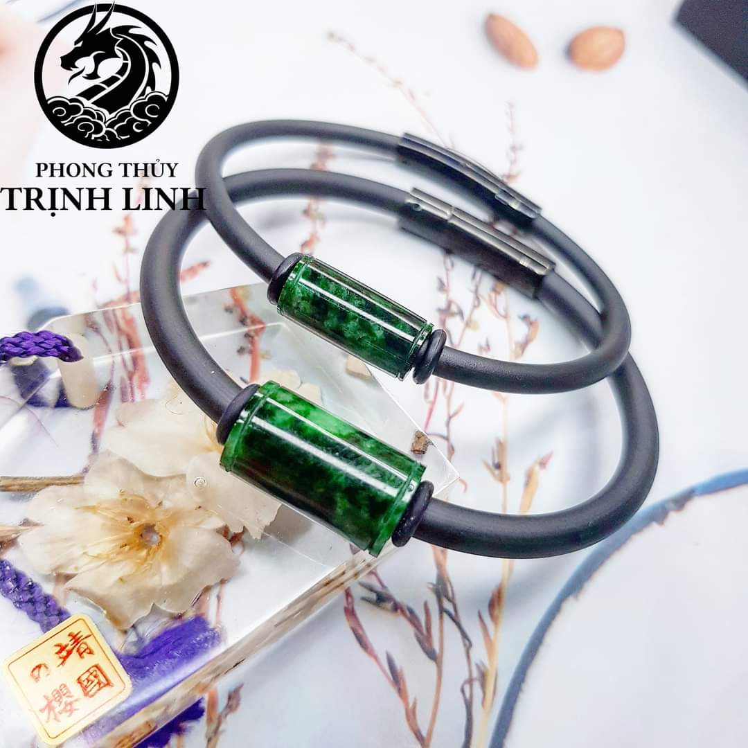 Vòng tay lu thống ngọc cẩm thạch sơn thủy thiên nhiên hanh thông tài lộc