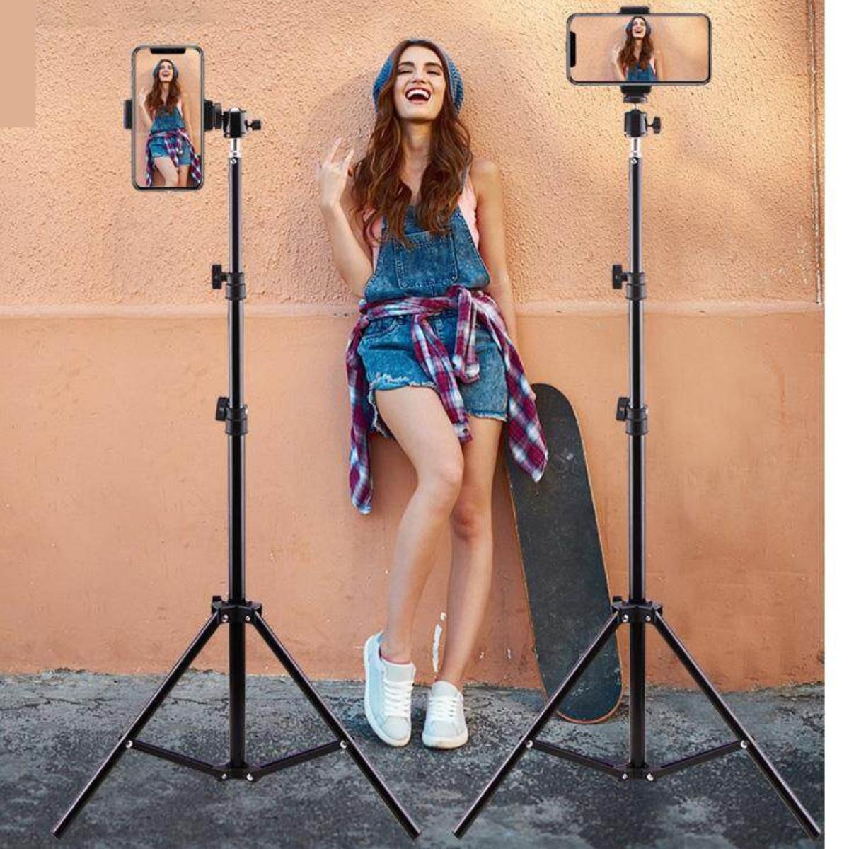 Gậy livestream, giá đỡ điện thoại ,gậy quay video tripod có giá đỡ điện thoại chân 2m có kẹp tặng remote chụp ảnh