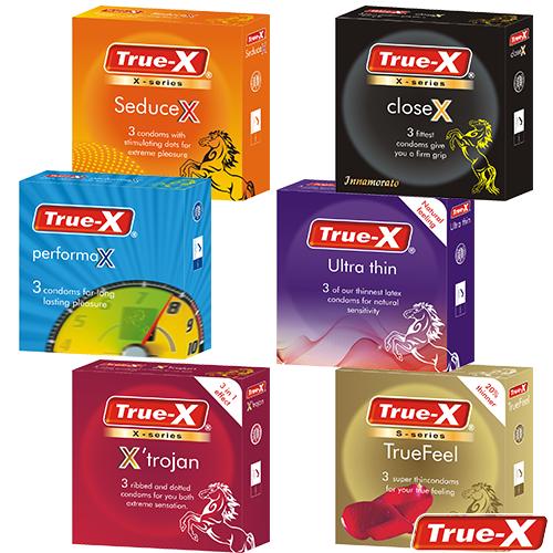 Bộ 6 hộp Bao cao su các loại gân gai, kéo dài thời gian True-X (18 chiêc)