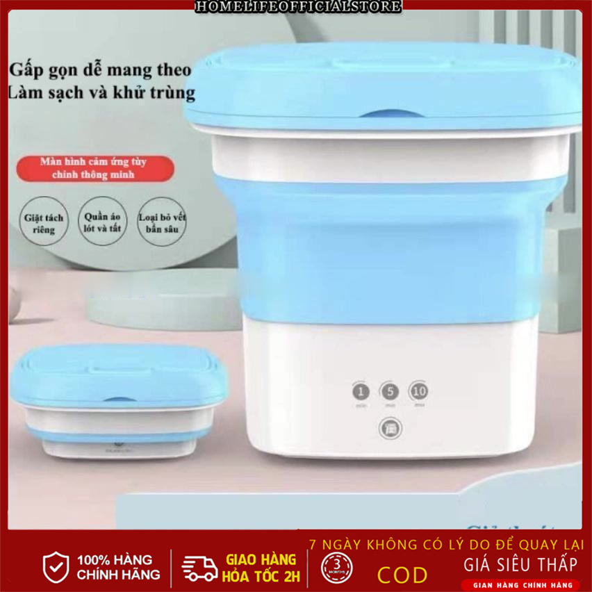 Máy giặt Mini gấp gọn di động giặt sạch bụi bẩn đồ cá nhân vắt khô khử khuẩn bằng UV công nghệ Blue Ag