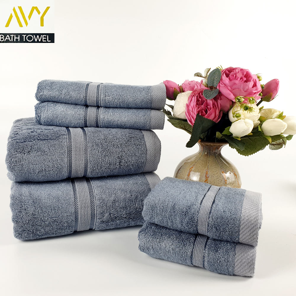 Khăn Cao Cấp Khổ Lớn, Khăn lau đầu, Khăn mặt , Sợi Tre Màu Xanh Ghi, dày dặn, mịn màng, thấm hút tốt, không phai màu, không hôi nhớt, Khăn tắm 60x120Cm