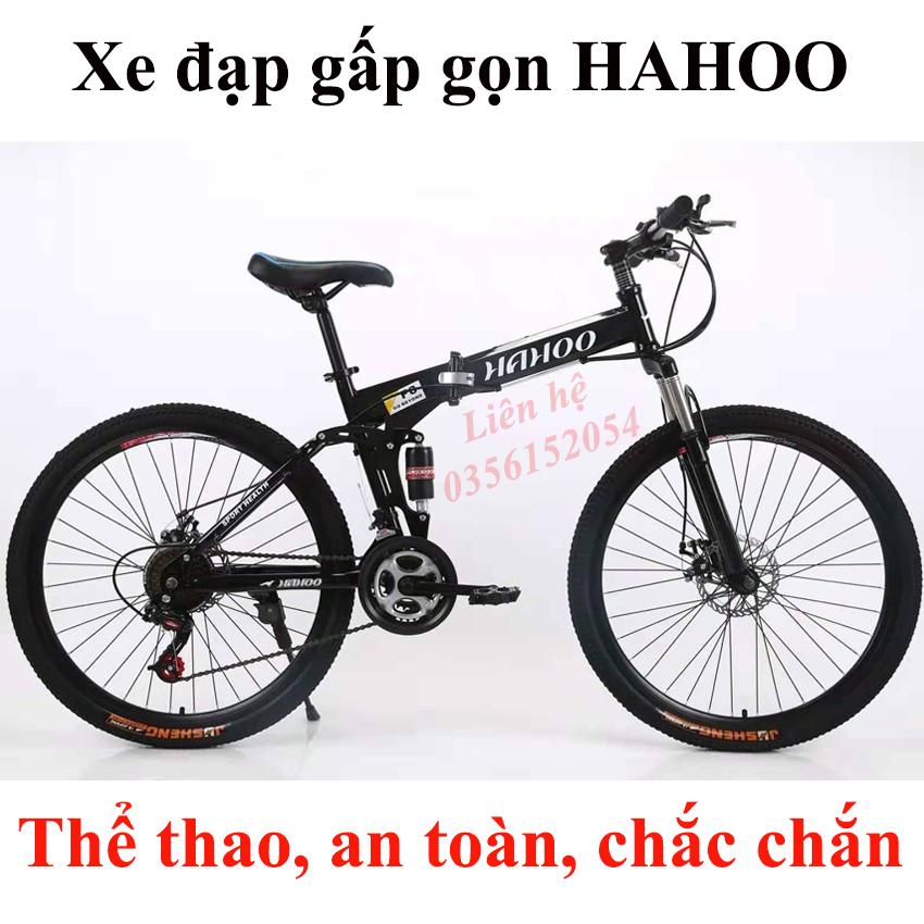 Xe đạp gấp gọn thể thao địa hình dòng hahoo màu đen - dohangnhamei