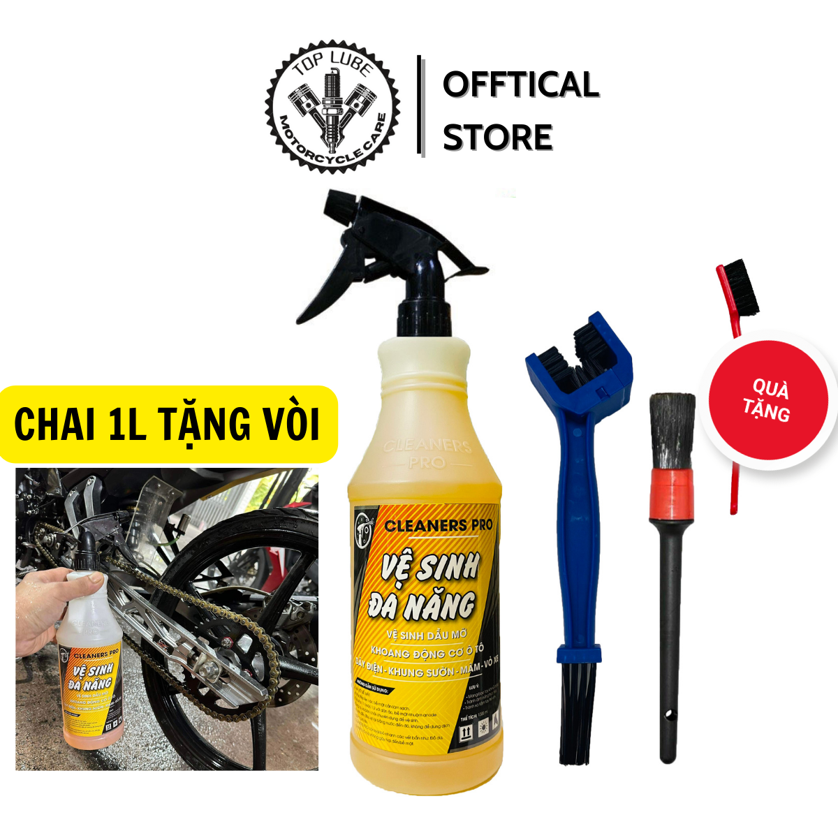 Combo dung dịch tẩy rửa dầu nhớt đa năng cleaner pro 1l