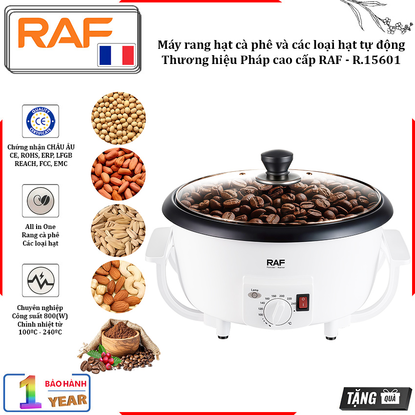 Máy rang hạt cà phê và các loại hạt tự động, thương hiệu Pháp cao cấp RAF - R.15601