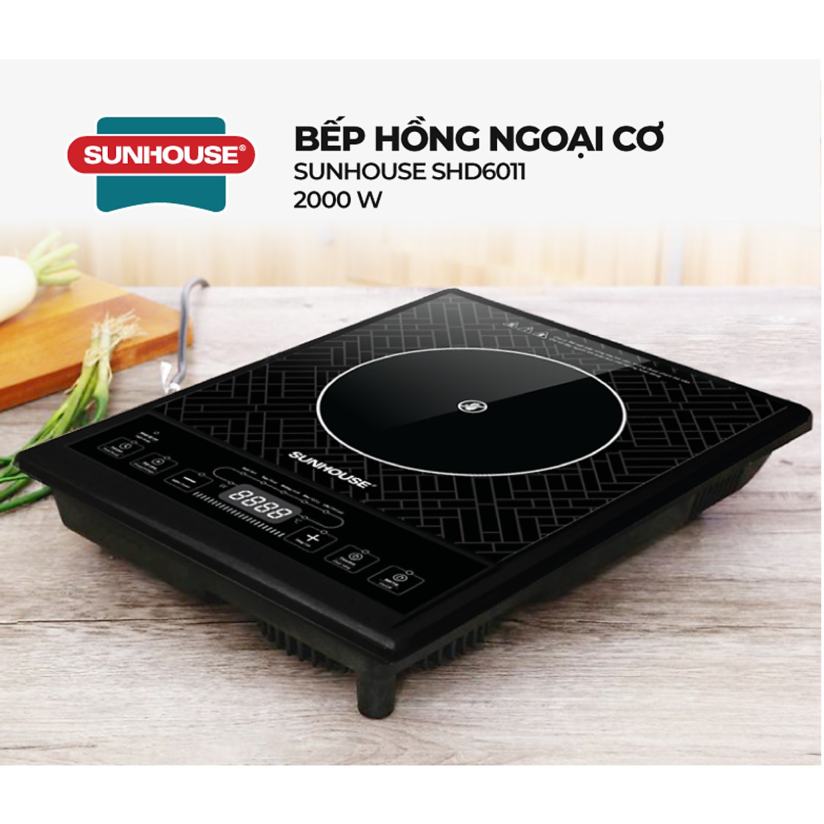 {GIA DỤNG QB} Bếp hồng ngoại cơ Sunhouse SHD6011 (tặng kèm vĩ nướng inox) - BH 12 tháng - Bếp không kén nồi