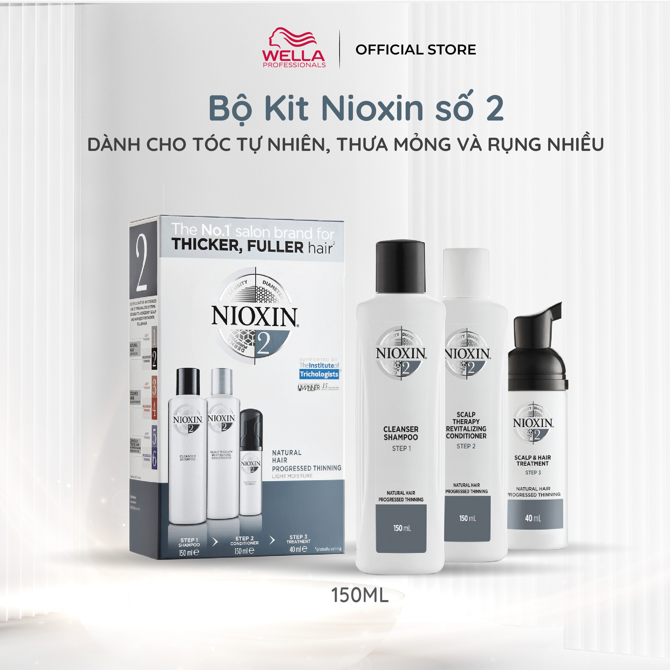 Bộ Chăm Sóc Tóc Nioxin 2 Dành Cho Tóc Tự Nhiên, Thưa Mỏng Và Rụng Nhiều Natural Hair With Progressed Thinning