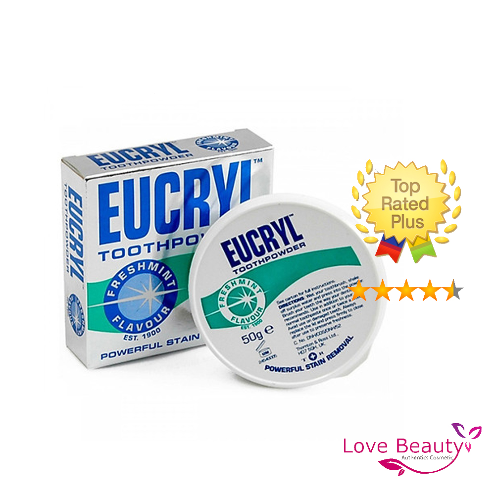 Bột bạc hà giúp sạch miệng trắng răng, hơi thở thơm mát eucryl toothpower 50g