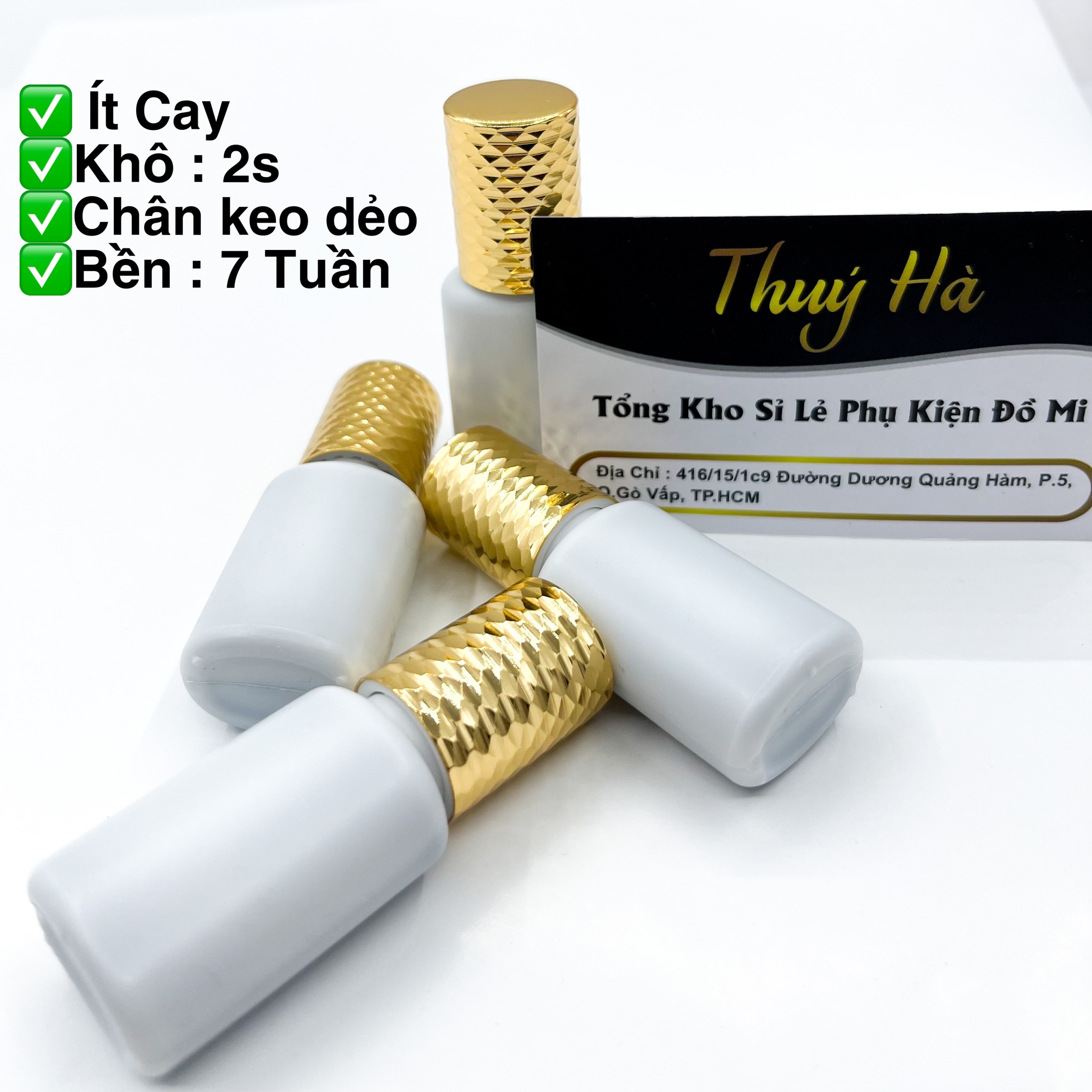 Keo nắp vàng_siêu bền ít cay - dụng cụ nối mi_thúy hà