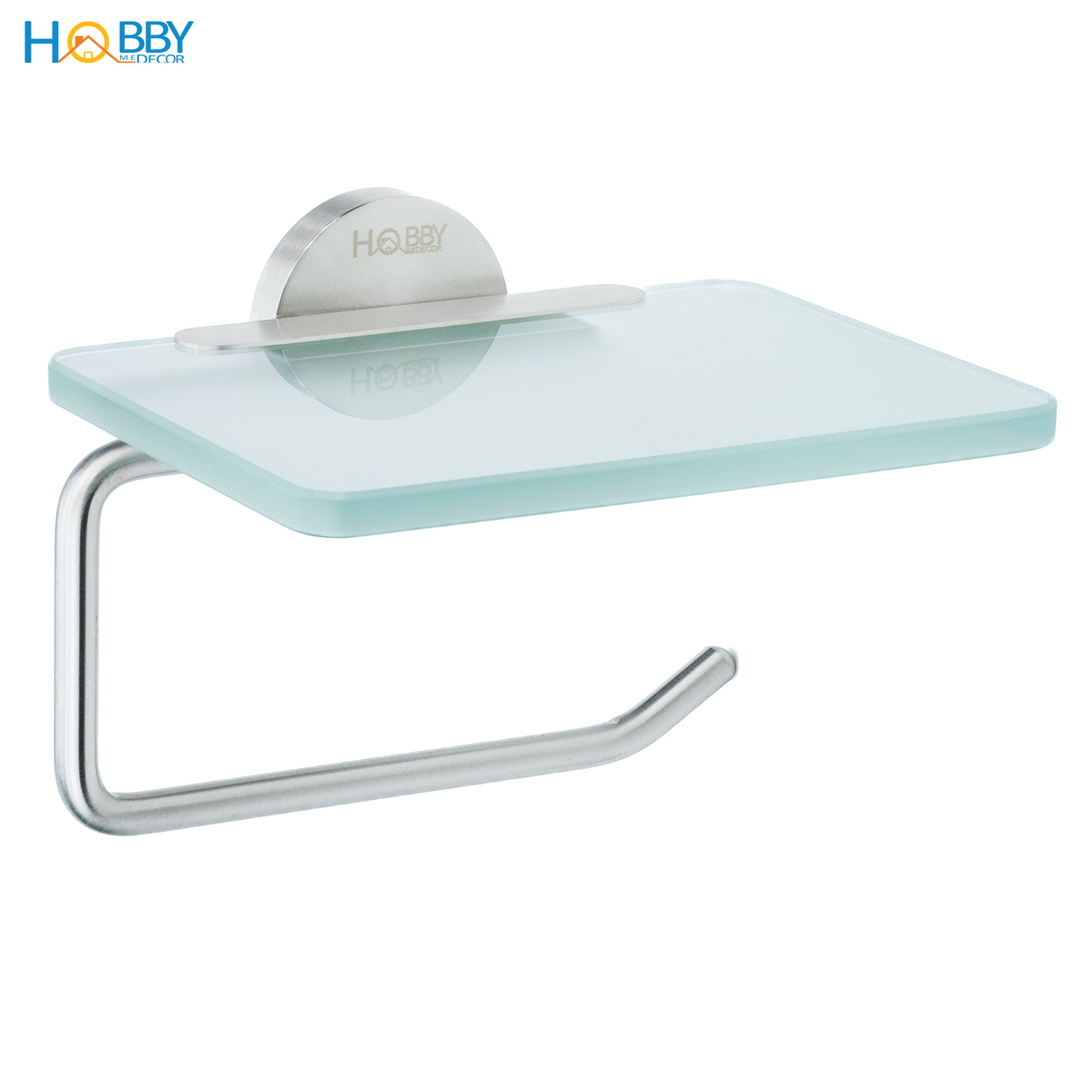 Kệ để giấy vệ sinh có mái che thủy tinh inox 304 Hobby home decor G16