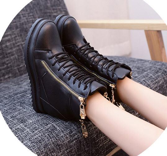 Giày boot nữ cao cổ đế độn phong cách Hàn Quốc B042
