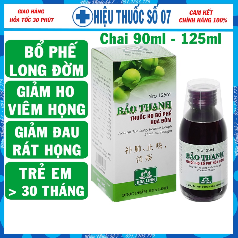 Siro ho Bảo Thanh Hoa Linh hỗ giảm ho chai 90ml - 125ml
