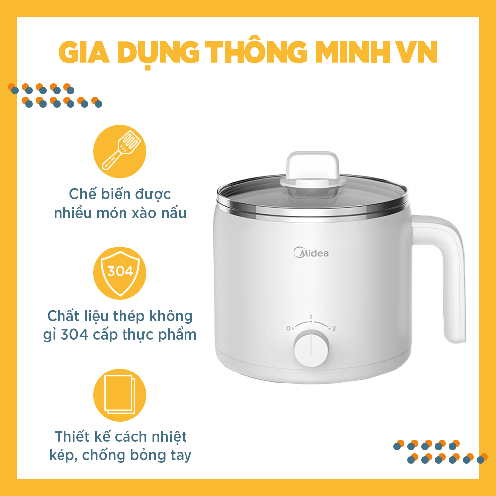 Nồi điện đa năng midea dy16easy101 nồi lẩu điện mini đa năng nấu - hầm - xào - luộc