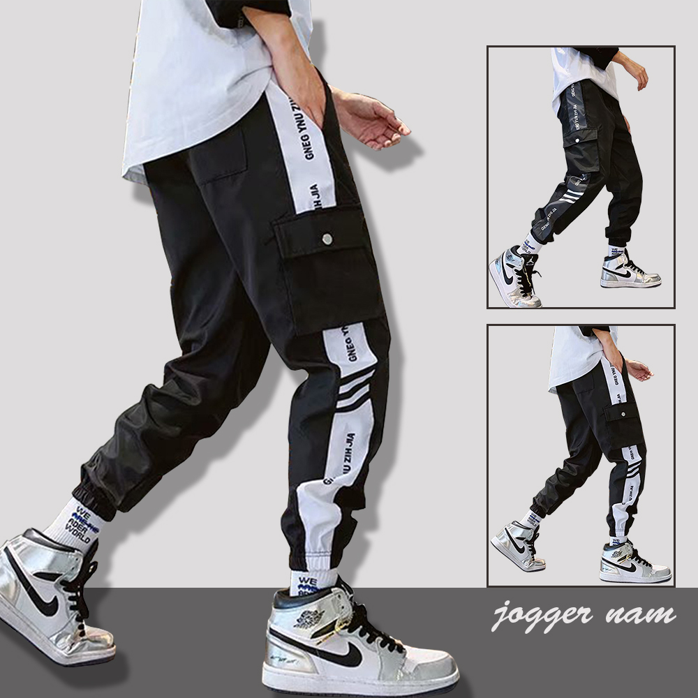 Quần Jogger Kaki Túi Hộp Phối Họa Tiết Sọc Quần Năng Động Chất Kaki Cao Cấp Thời Trang 4HER  JOGGER NAM 9000051