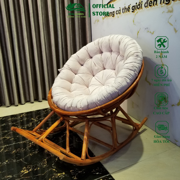 Ghế lười thư giãn bập bênh papasan mây phòng ngủ cho bé, trang trí phòng khách nghỉ ngơi đọc sách / HealHomes