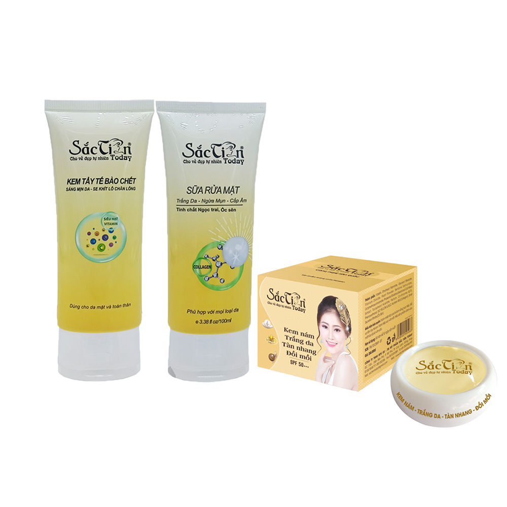 Kem Nám Trắng Da Tàn Nhang Đồi Mồi 8g + Kem Tẩy Tế Bào Chết + Sửa Rửa Mặt Trắng Da Sạch Mụn Sắc Tiên Today