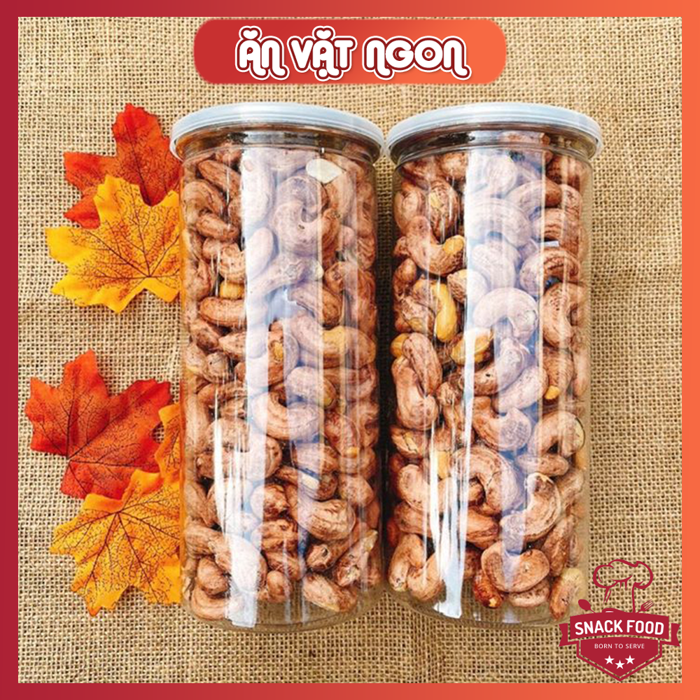 Hạt điều Bình Phước rang muối loại 1 nguyên hạt vỏ lụa, hủ pet 500gr, Snack food