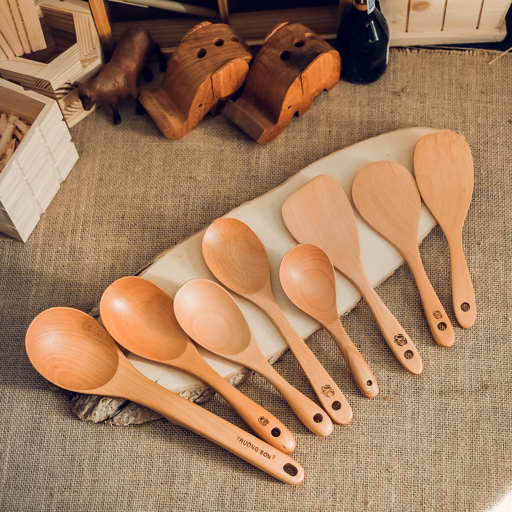 Vá cơm gỗ beech, muỗng xúc cơm, Wooden spoon