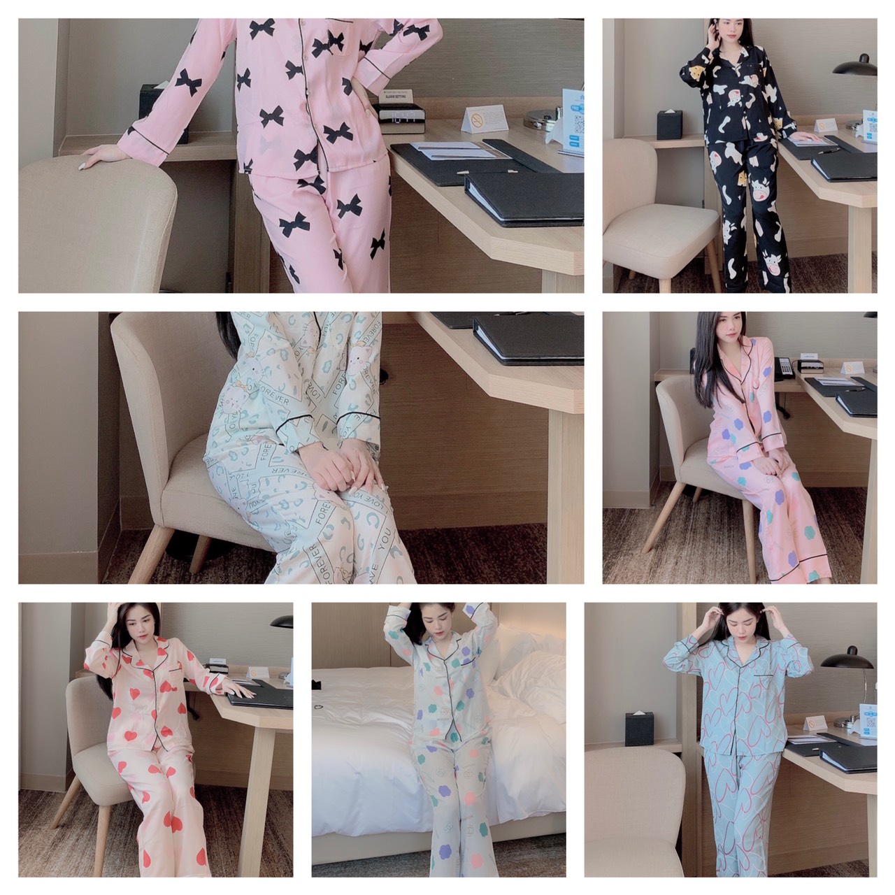 Bộ đồ Pijama lụa💖Bộ lụa thiết kế Quần Áo Dài Họa tiết chất liệu mát lịm