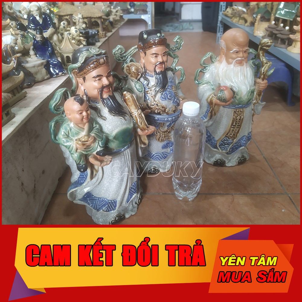 Mô Hình tiểu cảnh tượng gốm sứ tam đa Phúc Lộc Thọ size lớn làm trang trí tiểu cảnh, cây bonsai và bể cá cảnh