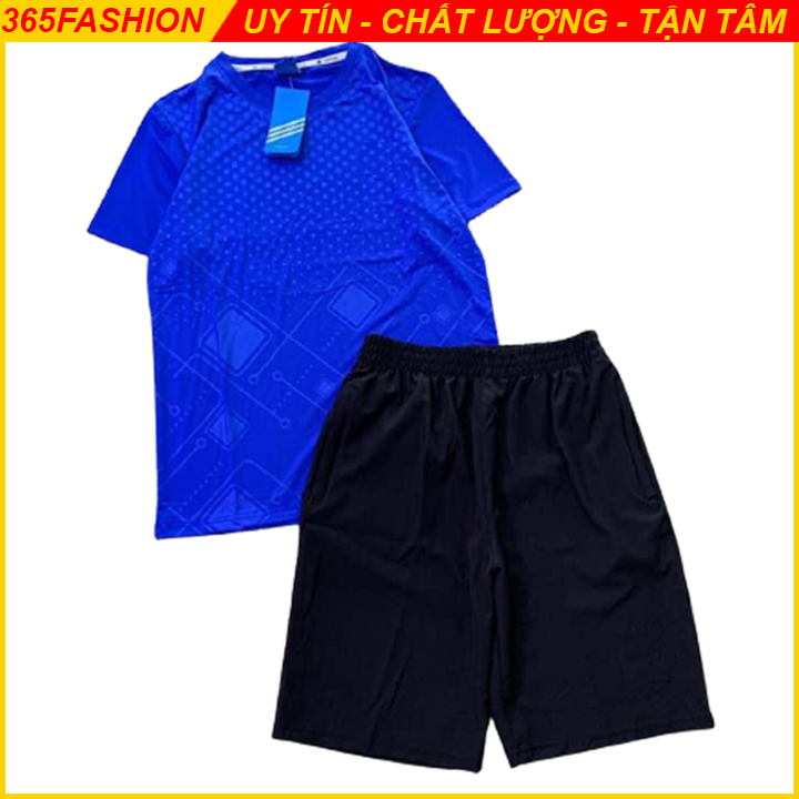 Bộ Thể Thao Nam CỔ TRÒN HỌA TIẾT VÂN CHÌM, Vải Lạnh Co Dãn 4 Chiều, Cực Đẹp, Mềm, Mịn, Thoáng Mát - 365Fashion